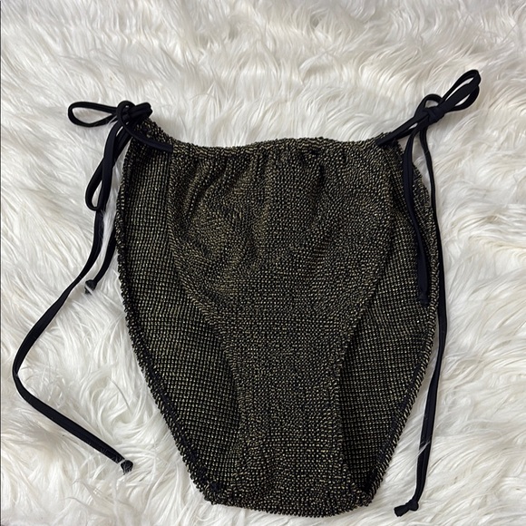 NWOT Good American Black And Gold Textured Swim Bottoms 7/8 (3X/4X) - Picture 1 of 6